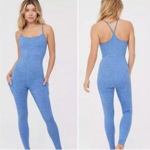 Aerie Offline Blue Sleeveless Athletic Jumpsuit with Strappy Racer Back size XS